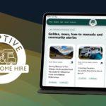 1 for Case Study: Adaptive Motorhome Hire logo next to a mockup of their website on a laptop
